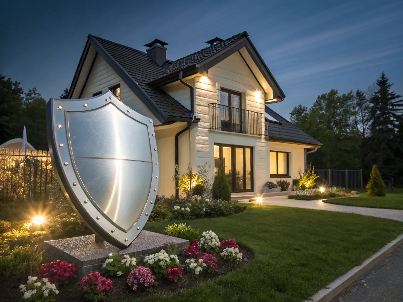 An image depicting a house with a protective shield around it, symbolizing the protection against foreclosure that mortgage protection insurance offers. The shield is transparent and modern-looking.